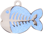 Light Blue Glitter Fish Cat Tag